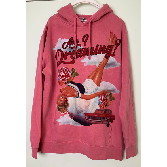 INDEPENDENT Trading Company Pink Fleece Am I Dreaming ? Hooded Hoodie Size M - Picture 1 of 13